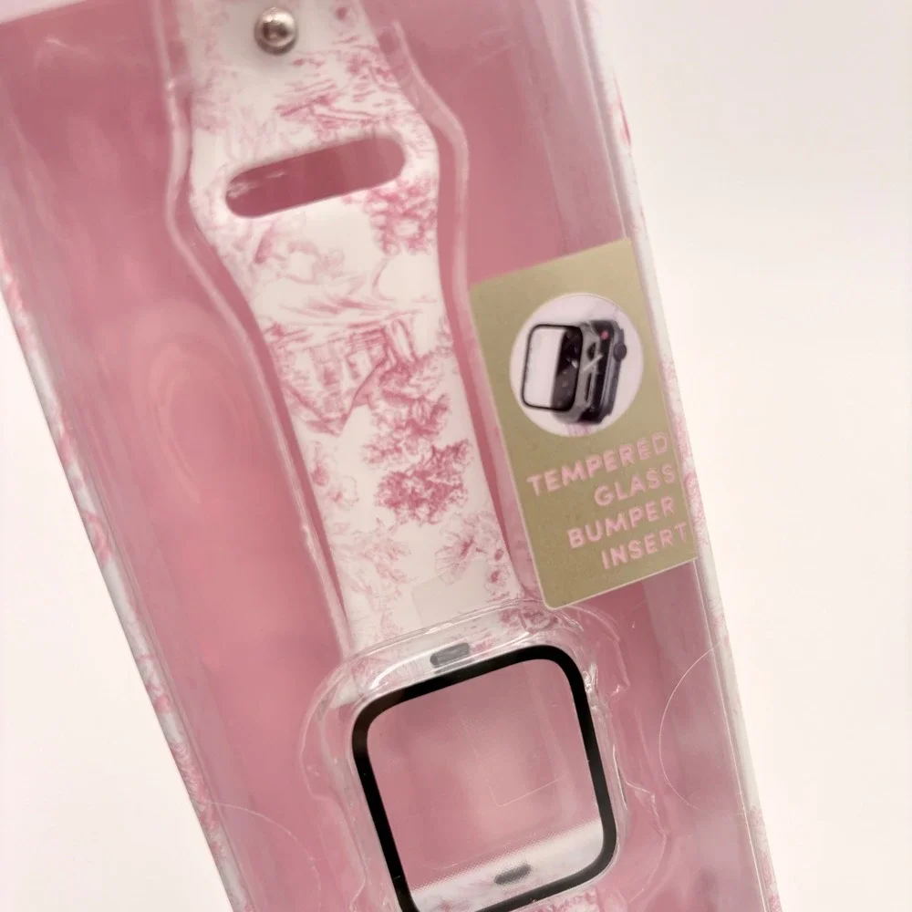XO Poppy Pink Toile Apple Watch Band and Bumper Bundle 38mm 40mm 41mm NEW